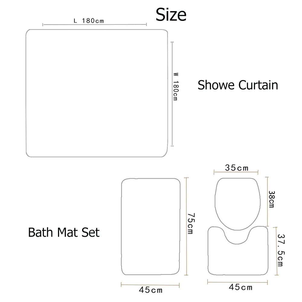 Luxury 4-piece 3D marble shower curtain set with matching bath mat pedestal rug and toilet cover — view 3