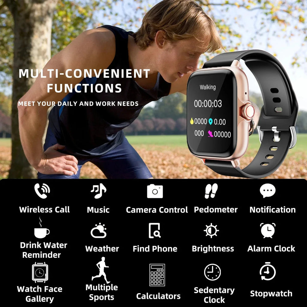 1.83'' Waterproof Smart Watch with Message Answer Call Sleep Monitoring Sports Pedometer Information Alerts For iPhone Android-1