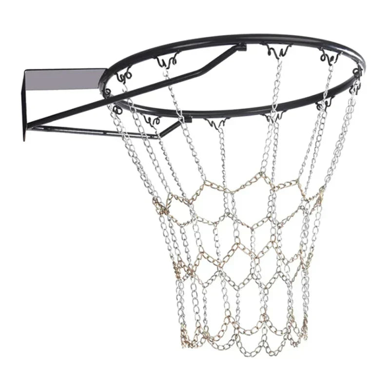 Heavy-duty galvanized steel chain basketball net with standard twelve-mesh hooks for outdoor hoops — view 3