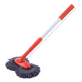 Orange telescopic car wash mop with 360-degree double rotating chenille microfiber brush head