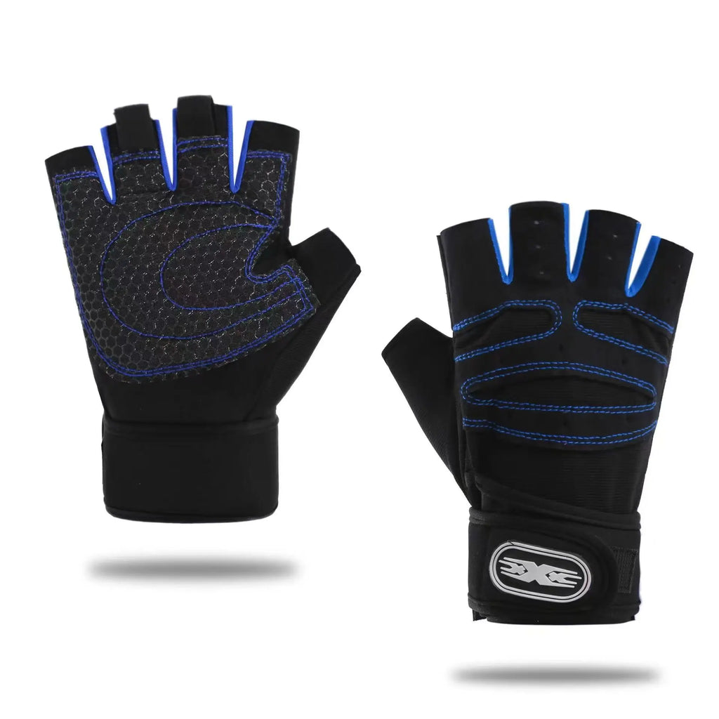 Unisex gym gloves with adjustable wrist support straps and breathable black fabric for heavy weightlifting — view 5