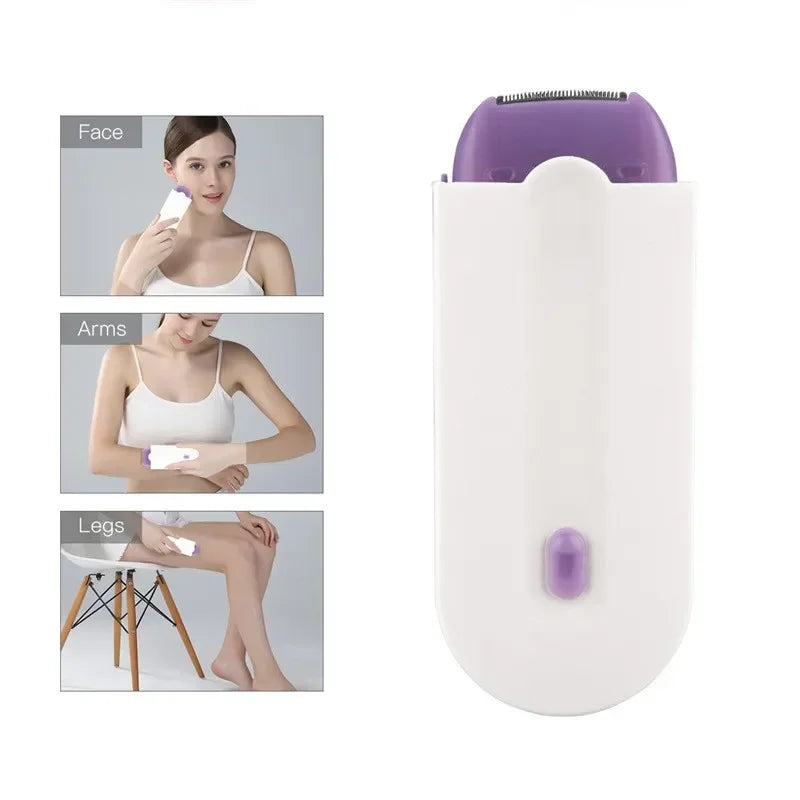 White painless electric shaver and hair removal kit for women, portable beauty grooming tool. — view 3