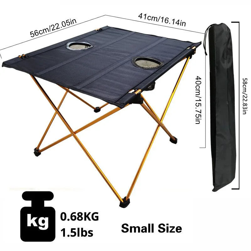 Lightweight folding camping table made of silver aluminum alloy for outdoor picnics and travel — view 3