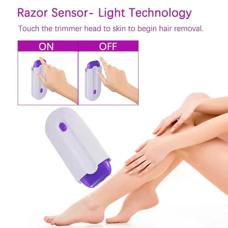 Painless laser touch epilator kit in white with interchangeable trimming nozzles for women — view 2