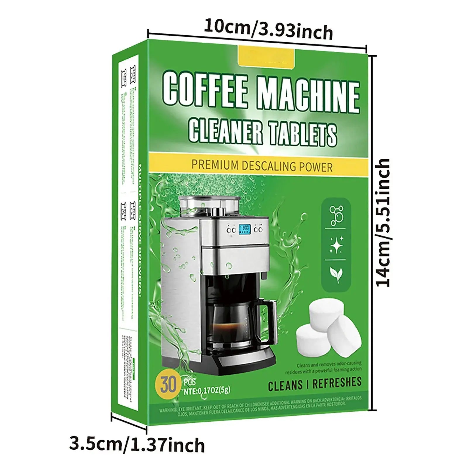 Coffee machine cleaning tablets and descaling agents in individually wrapped packaging for espresso maker maintenance — view 2