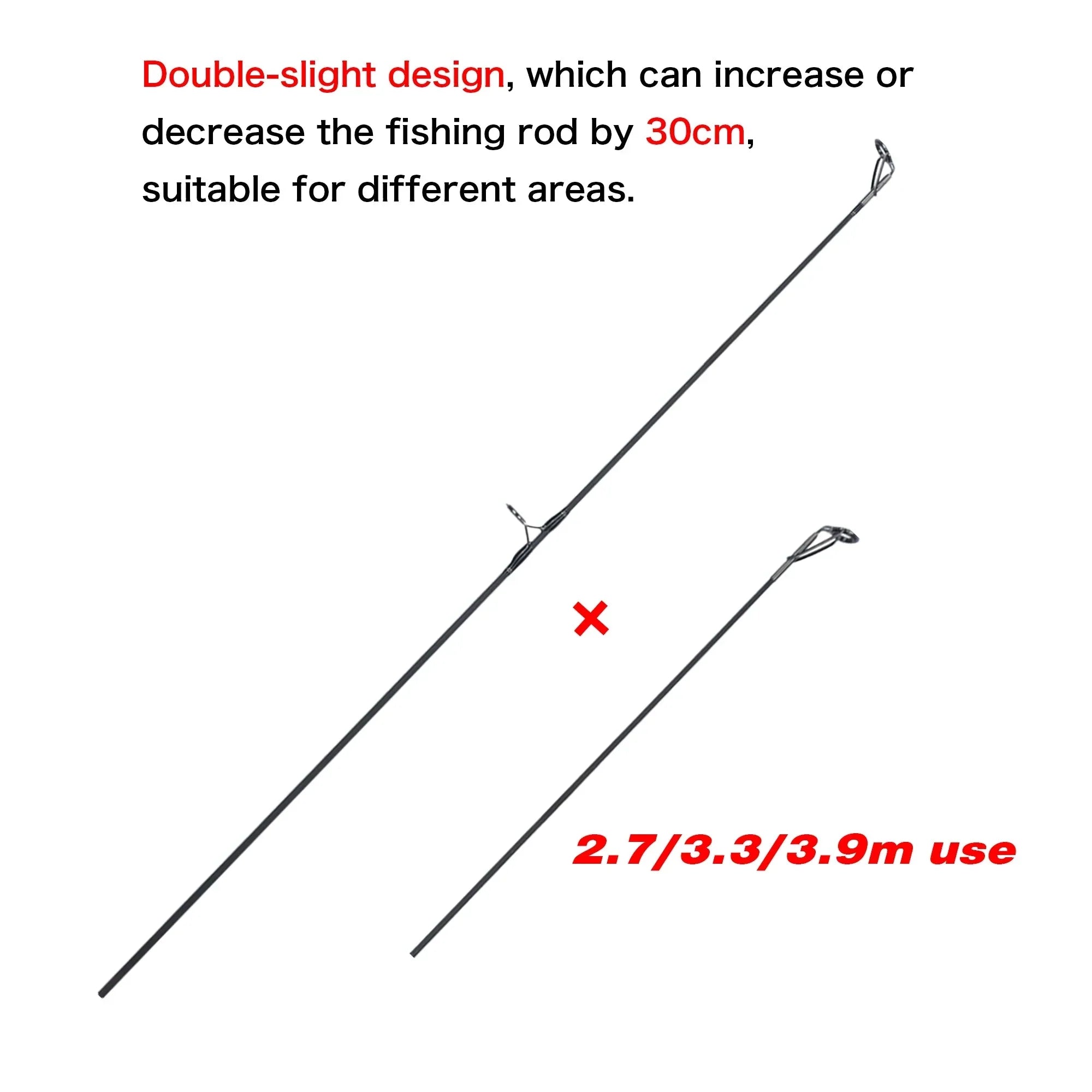 Grey 4.2m carbon fiber carp fishing rod with black non-slip grip and gunmetal guide rings — view 3
