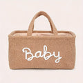 Portable teddy fleece diaper caddy organizer with multiple compartments for baby nursery essentials