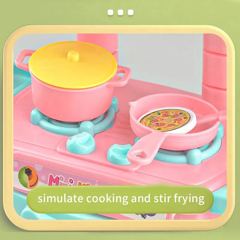 Complete pretend play kitchen set with colorful durable plastic tableware and assorted toy food ingredients — view 5