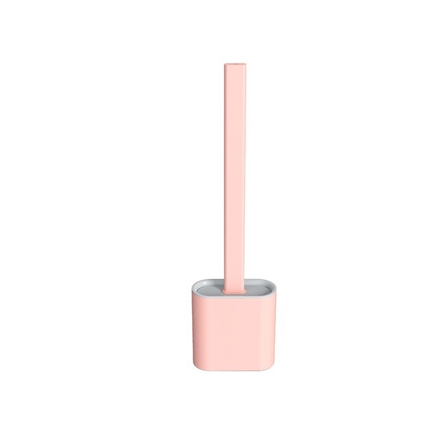 Modern silicone wall-mounted toilet brush with ergonomic long handle and ventilated holder base