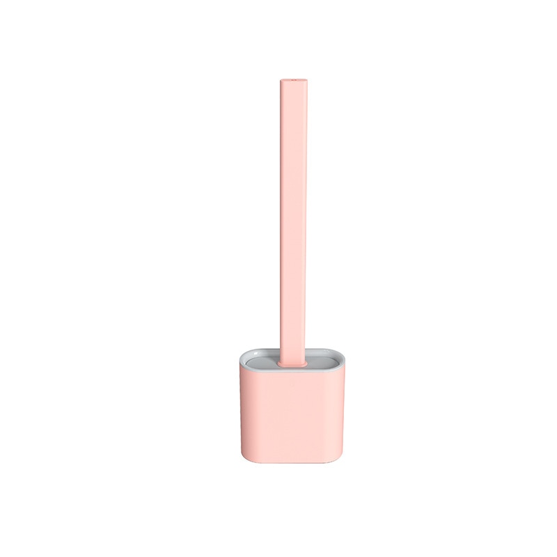 Modern silicone wall-mounted toilet brush with ergonomic long handle and ventilated holder base — view 2