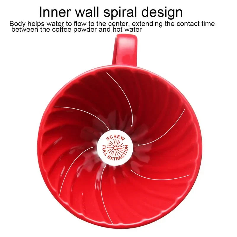 Ceramic pour over dripper with detachable stand and spiral ribs for manual coffee brewing — view 5