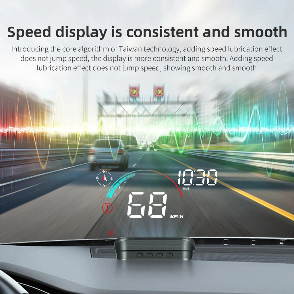 M22 GPS head-up display projecting digital speedometer onto car windshield in black — view 4