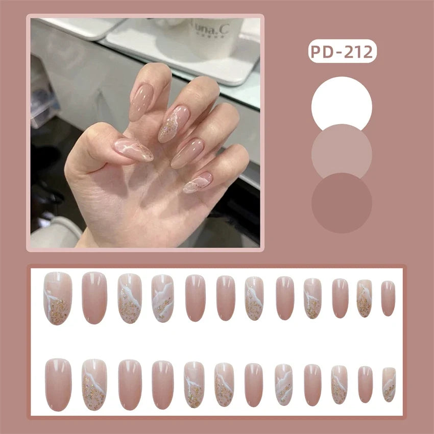 White Small Flower Acrylic Press-On Nails-37