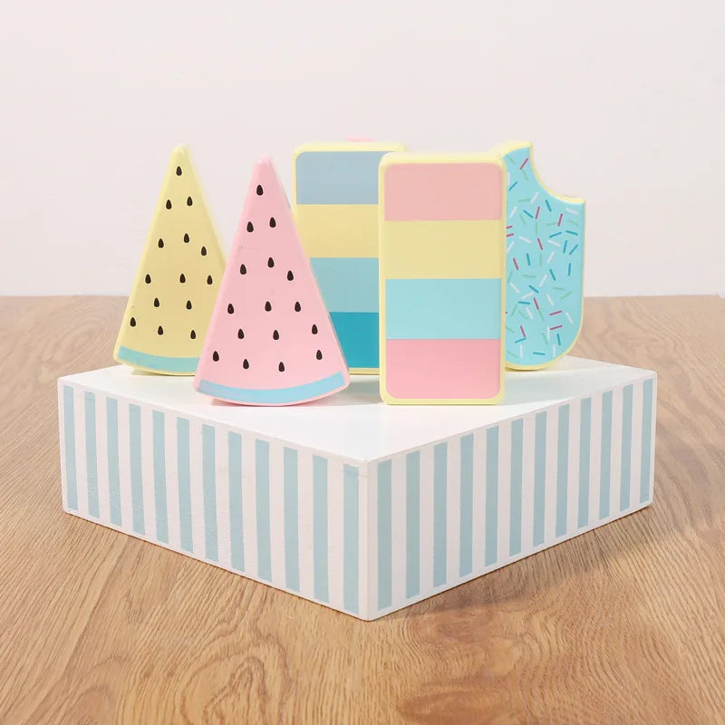 Pastel wooden pretend play food set with miniature colorful culinary pieces for children — view 3