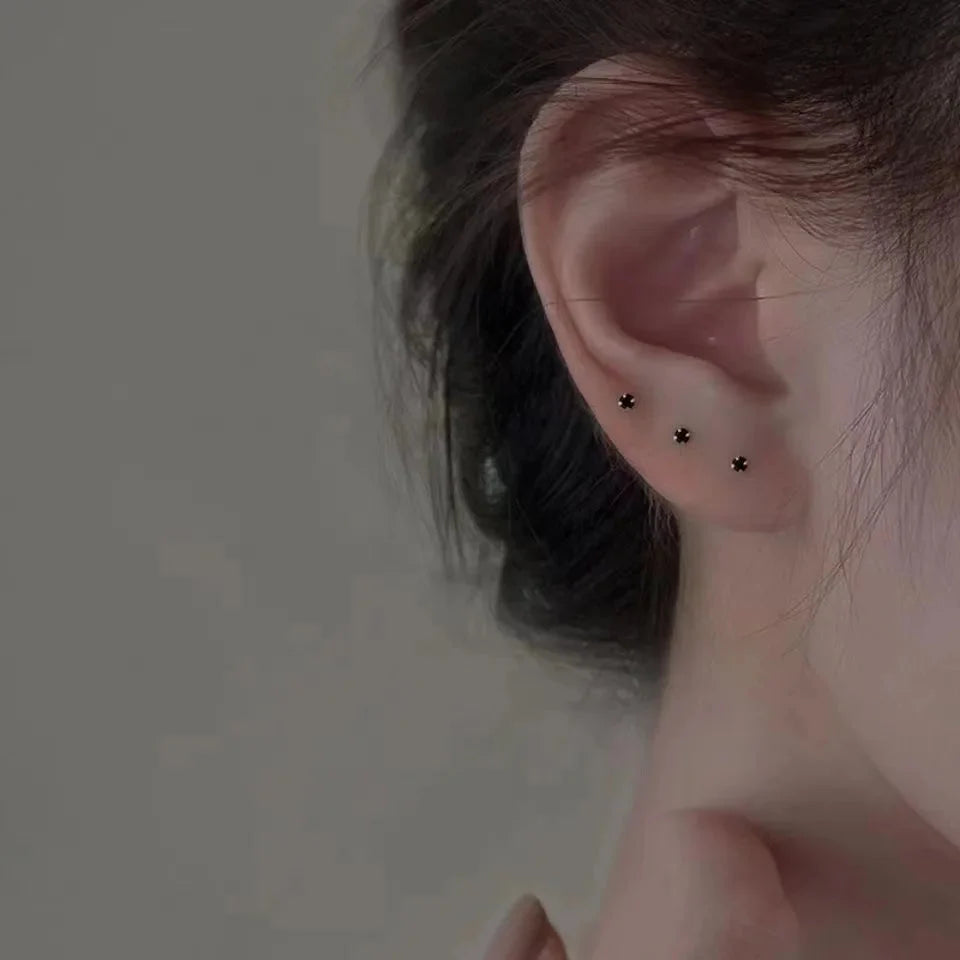 Trendy Mini Rhinestones Stud Earrings for Women Girls Daily Jewelry Cute Round Geometry Small Earrings Accessories-4