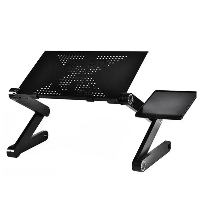 Adjustable foldable laptop stand, black vented ergonomic desk tray for home office use — view 5