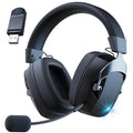Black NNEOBA wireless gaming headset with cushioned over-ear cups and built-in adjustable microphone
