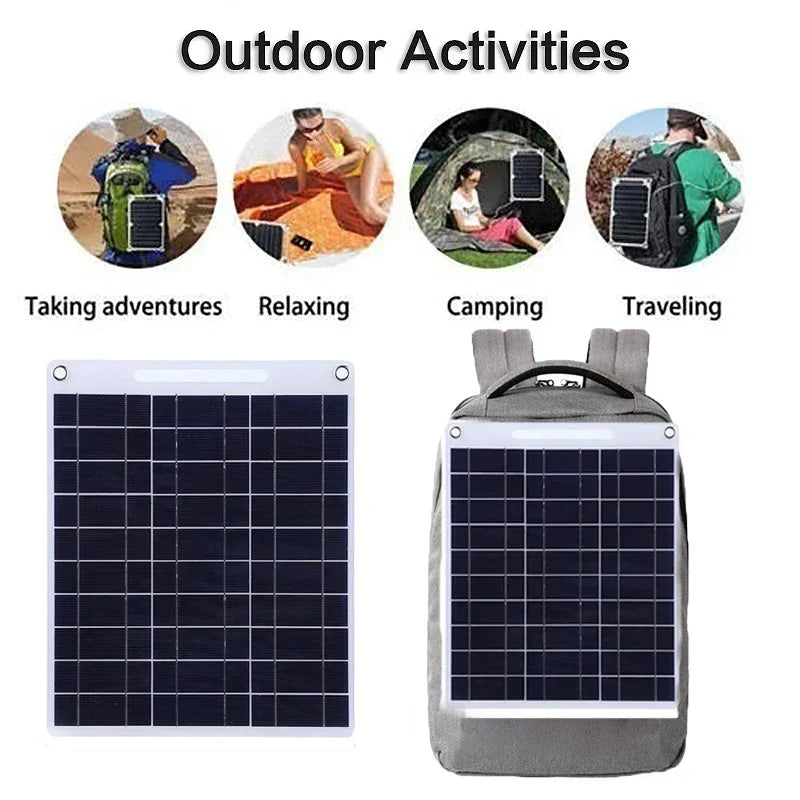 100W waterproof portable solar panel with dual USB ports and carabiners for outdoor camping — view 3