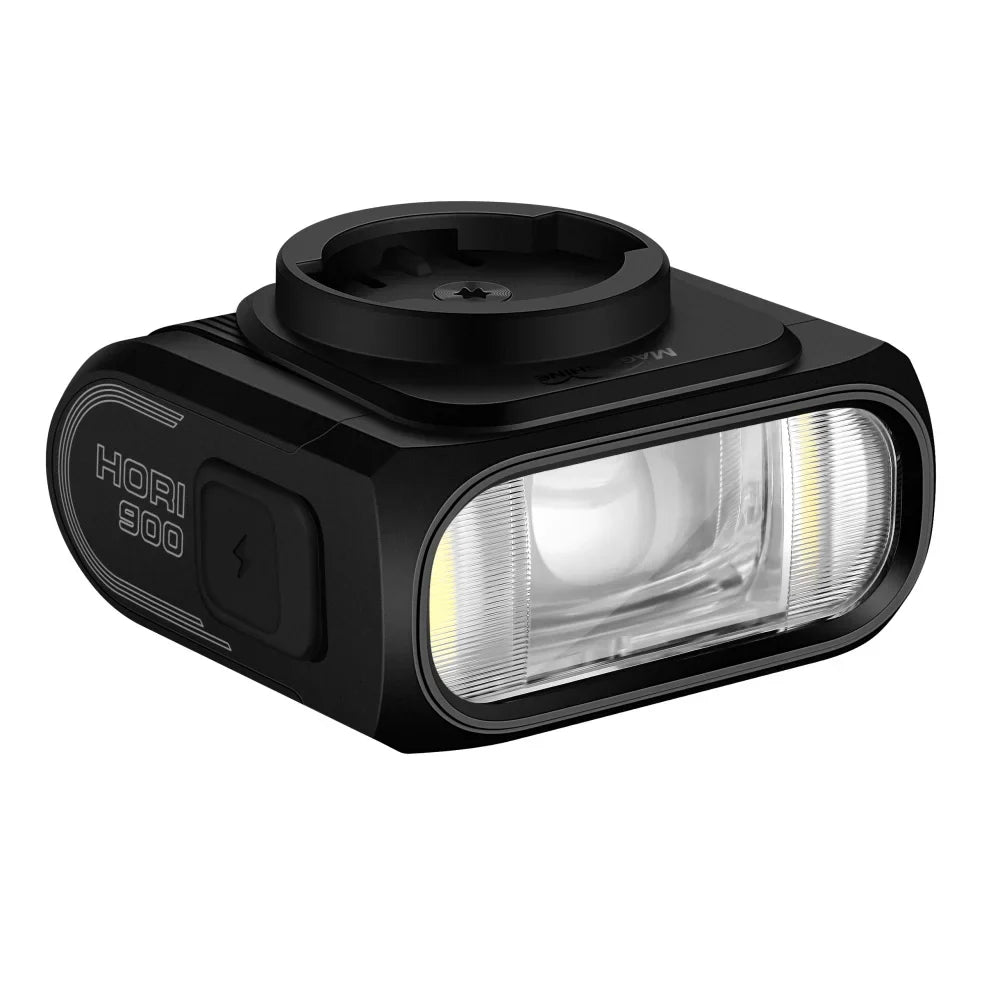 Sleek horizontal 900-lumen dual mounted bike light in black aluminum for safe road cycling