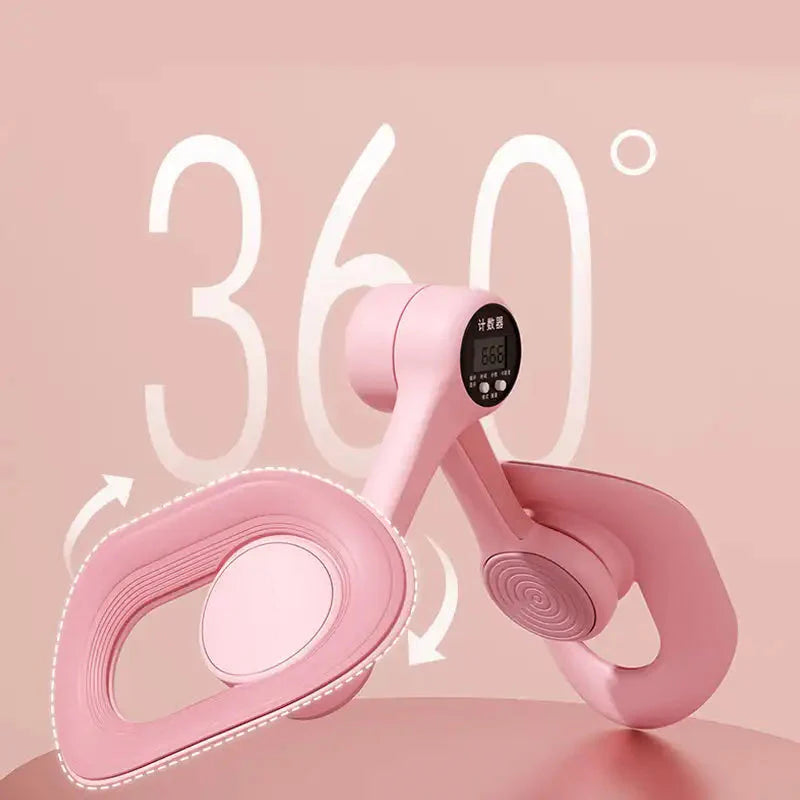 Pink pelvic floor and thigh exerciser with digital counter and ergonomic anti-slip pads for home workouts — view 2
