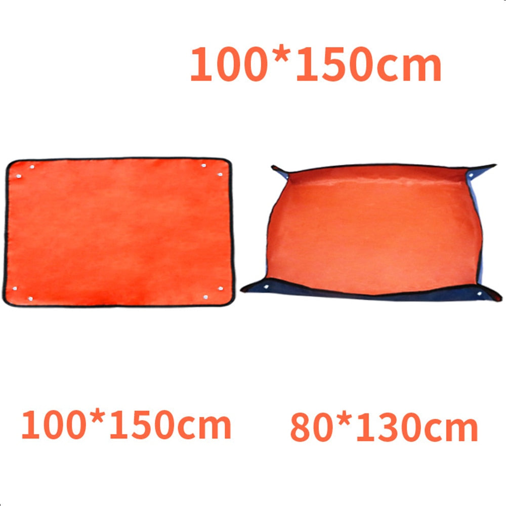 Waterproof PE garden potting pad with raised locked corners for mess-free indoor plant repotting. — view 3
