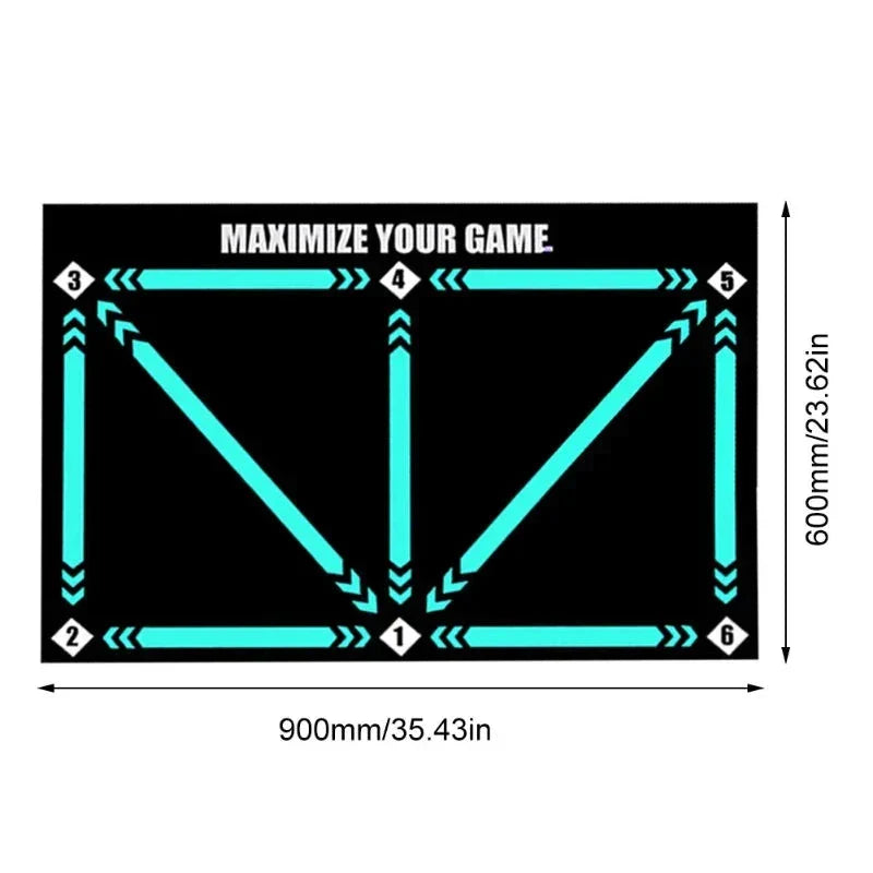 Durable non-slip football training mat in black PVC for indoor dribbling and ball control practice — view 3