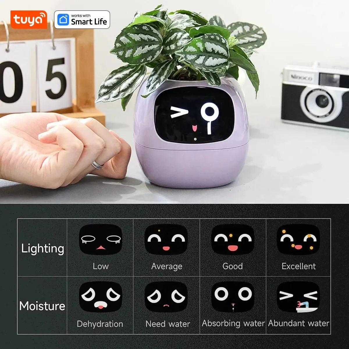 Tuya Ivy Smart Planter,Endless Fun Over 49 Rich Expressions,7 smart sensors,AI Chips Make Raising Plants Easy and Fun-3