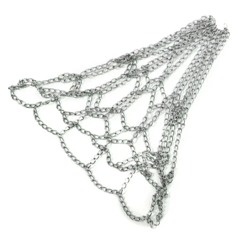 Heavy-duty galvanized steel chain basketball net with standard twelve-mesh hooks for outdoor hoops — view 5