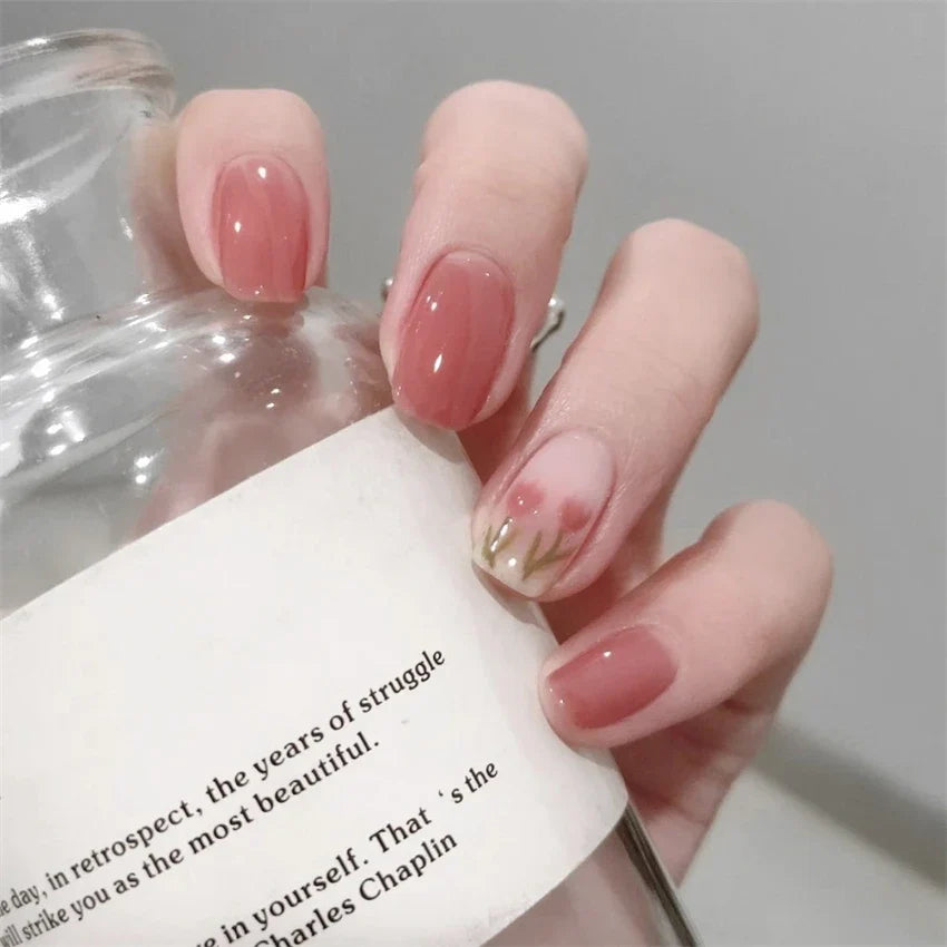 White Small Flower Acrylic Press-On Nails-35