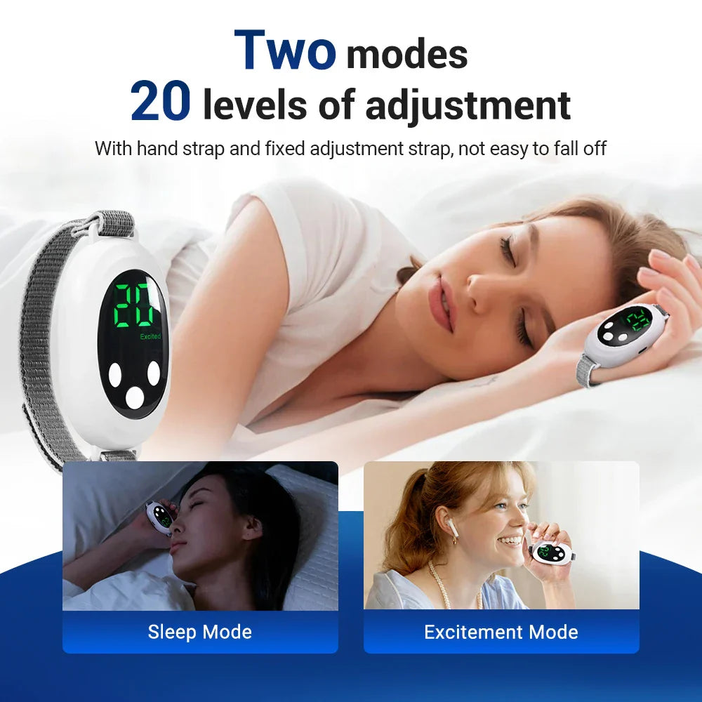 White intelligent sleep aid device with an adjustable skin-friendly hand strap for anxiety and insomnia relief — view 4