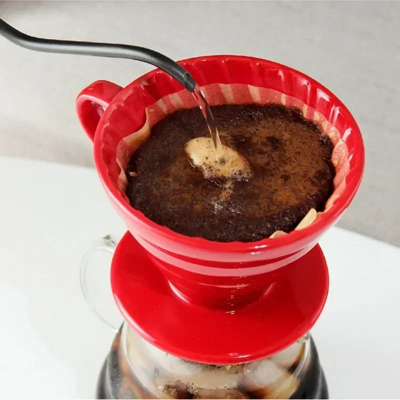 Ceramic pour over dripper with detachable stand and spiral ribs for manual coffee brewing — view 4
