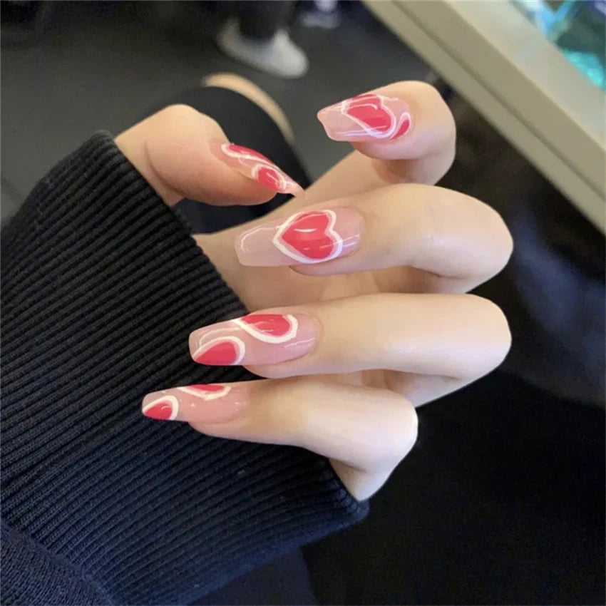 White Small Flower Acrylic Press-On Nails-52
