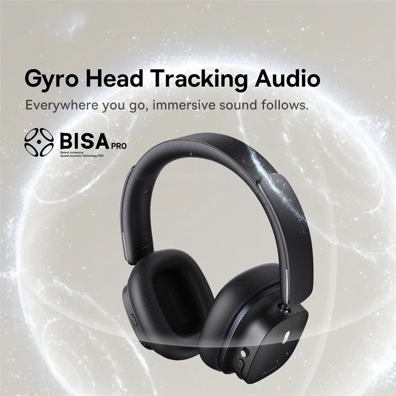 Black wireless over-ear headphones featuring padded ear cushions and sleek modern adjustable headband — view 5