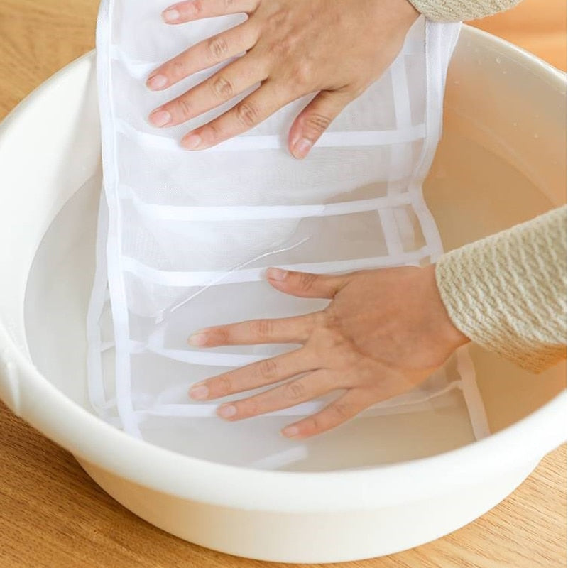 Jeans compartment storage box made of transparent nylon mesh organizing folded denim and clothing — view 4