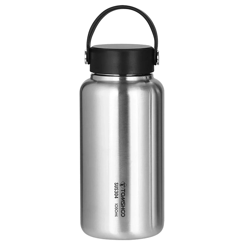1050ml stainless steel water bottle for outdoor camping and hiking with secure leak proof lid