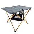 Lightweight folding camping table made of silver aluminum alloy for outdoor picnics and travel