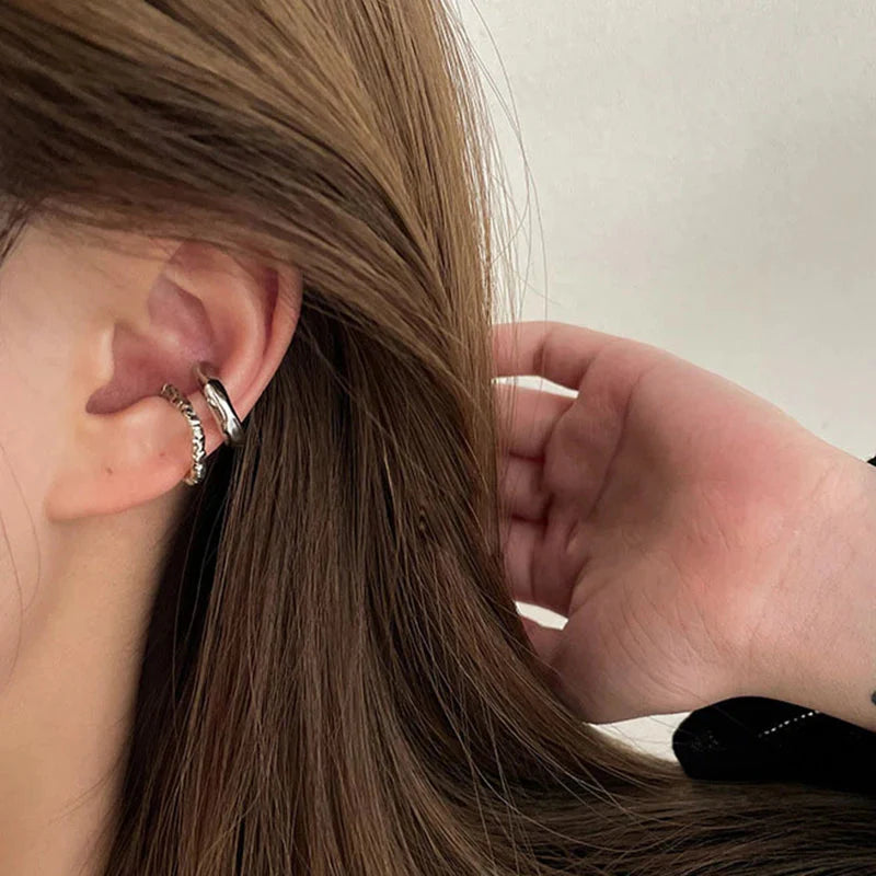 Irregular geometric metal ear cuff non piercing fake cartilage punk style earring for women — view 5
