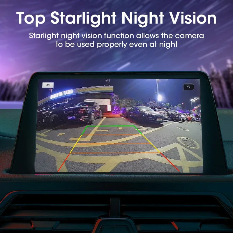 720P rear view backup camera in black with fisheye lens and connection cables — view 3