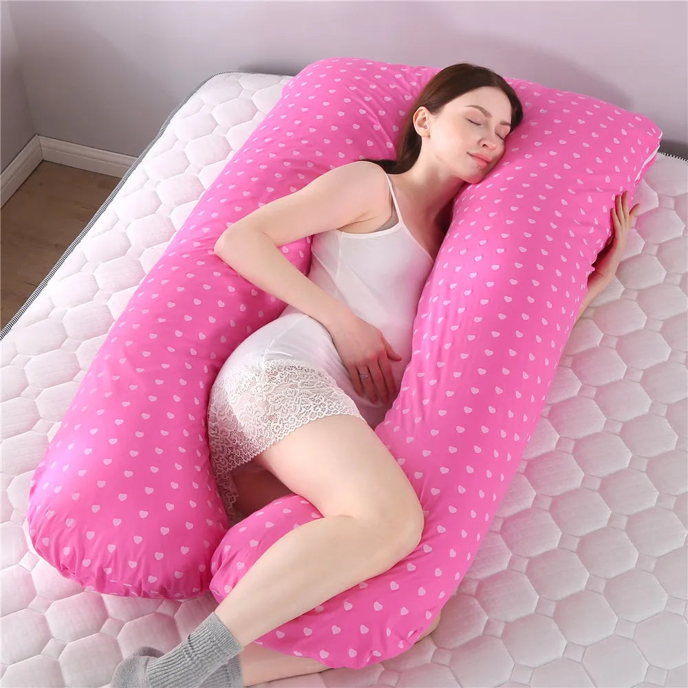 U-shaped multifunctional maternity pillow with a soft cotton cover for full body pregnancy support — view 4