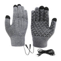 Black USB heated touchscreen winter cycling gloves with anti-slip silicone palm pattern