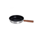 Silver camping non-stick frying pan with detachable sabili wood handle for outdoor cooking