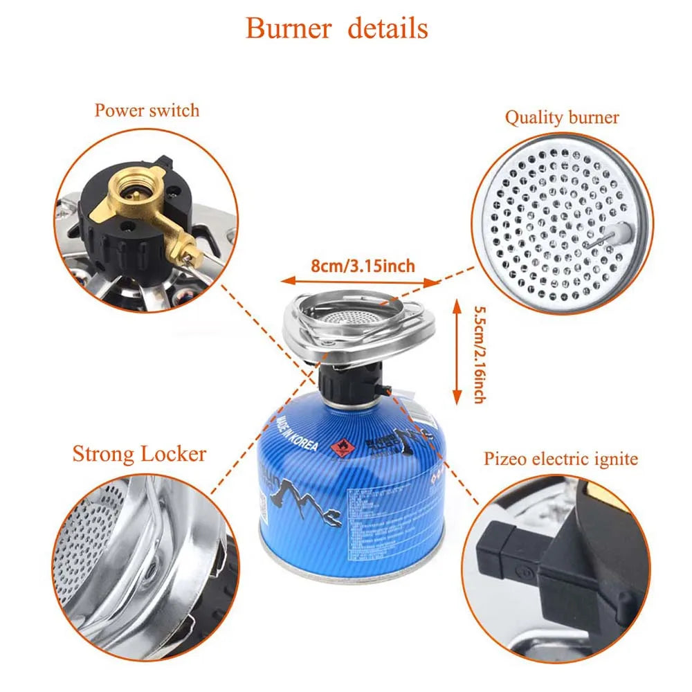 Outdoor pot burner stove system in grey, compact stainless steel and aluminum camping cookware — view 4