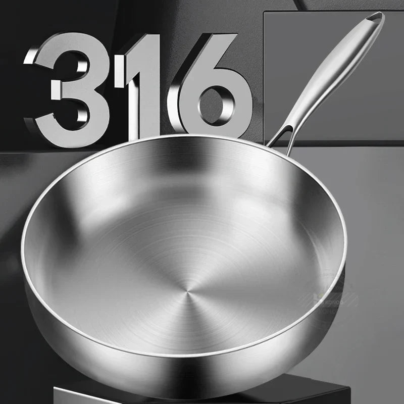 Silver 20cm tri-ply stainless steel frying pan with uncoated surface and Y-shaped handle — view 3