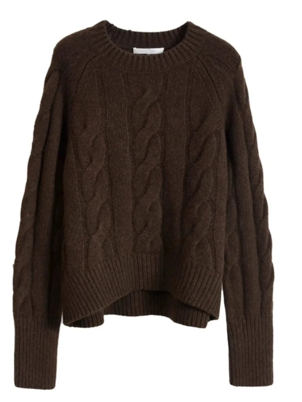 Womens thick pure cashmere crewneck sweater with twist knit texture and loose fit