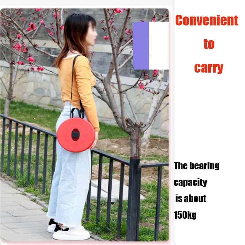 Red portable retractable outdoor stool for camping and beach trips made of durable plastic — view 4