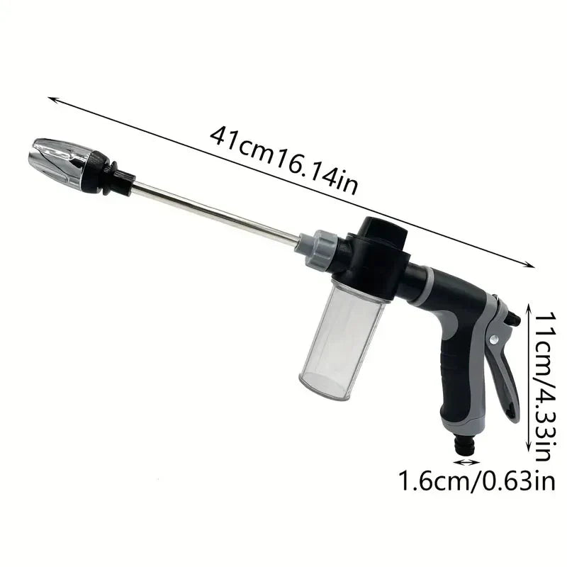 Silver high-pressure spray water gun nozzle with ergonomic handle for car washing and garden irrigation — view 3