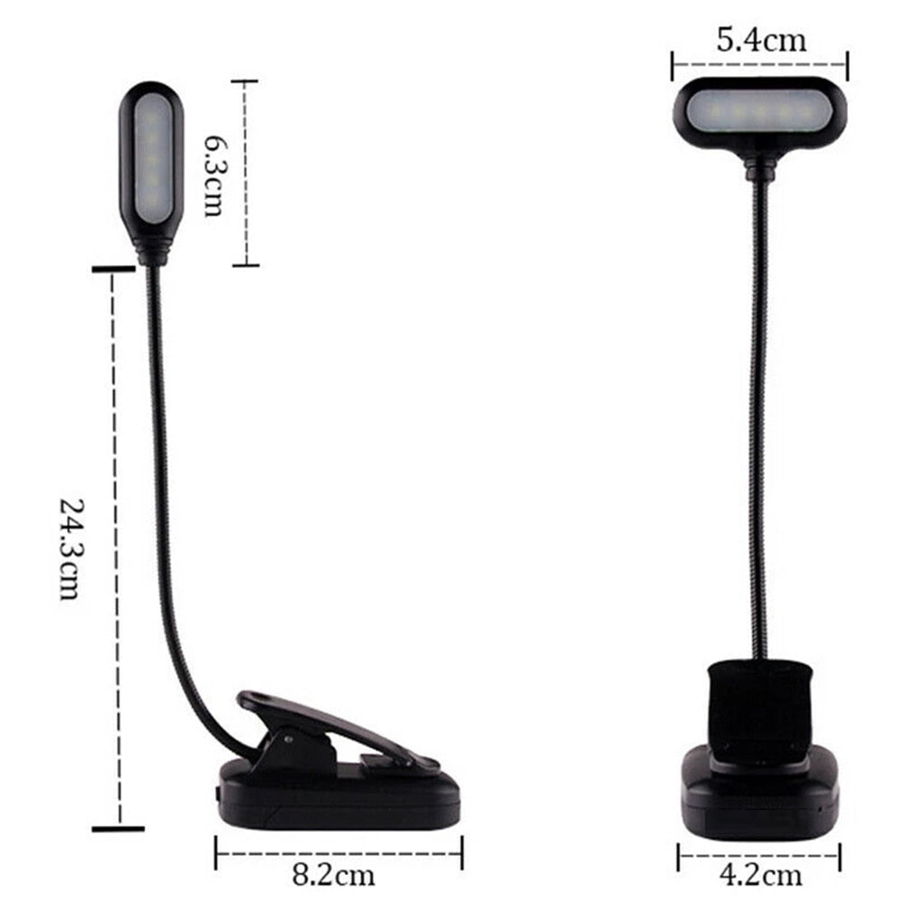 White ABS LED clip-on reading lamp emitting bright white light for study and nighttime reading — view 5