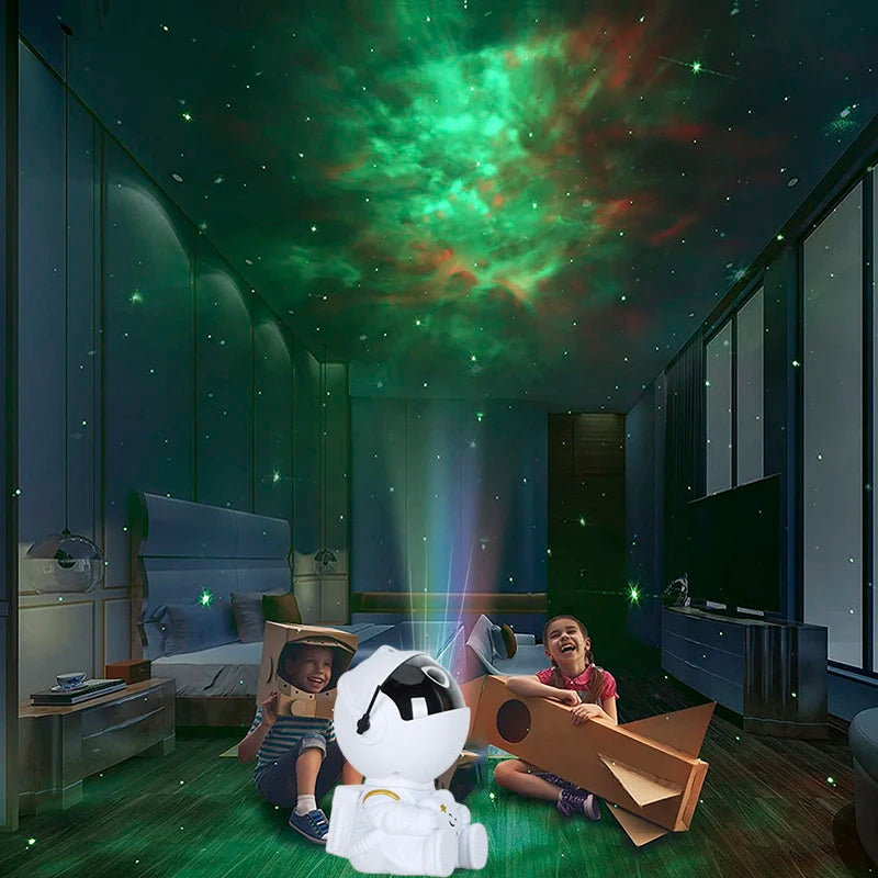 LED Astronaut Galaxy Star Projector night light in white casting colorful starry sky and nebula — view 3
