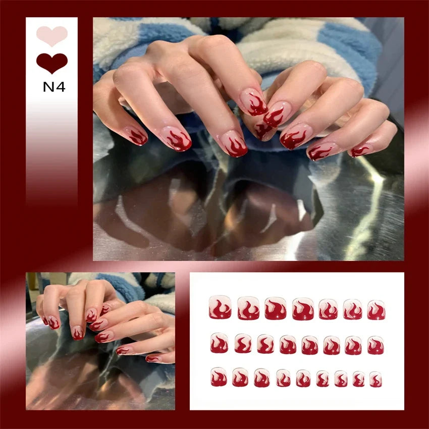 White Small Flower Acrylic Press-On Nails-45