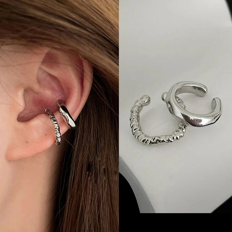 Irregular geometric metal ear cuff non piercing fake cartilage punk style earring for women